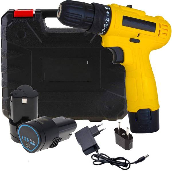 RMGS Cordless 12v Electric screwdriver machine 10mm multipurpose reverse forward torque Setting wireless screw gun cum drill for Home use (10 mm//1350...