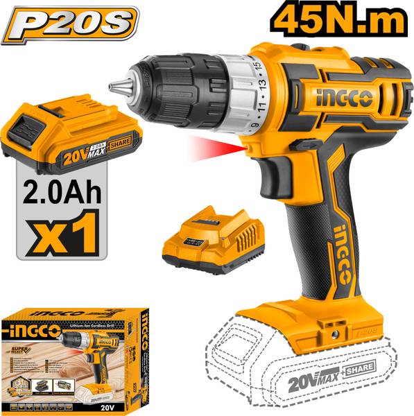 INGCO Lithium-Ion Cordless Drill CDLI20024 Cordless Drill