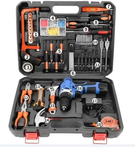 FLUDDER 12V Cordless Drill Set Kit,Tool Kit for Home,Tool Sets,Tool Kit with Power drill Hand Tool Kit