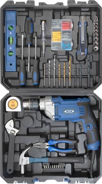 JK Super Drive Professional Toolkit with 750Watts, 13mm Impact Drill, Power & Hand Tool Kit