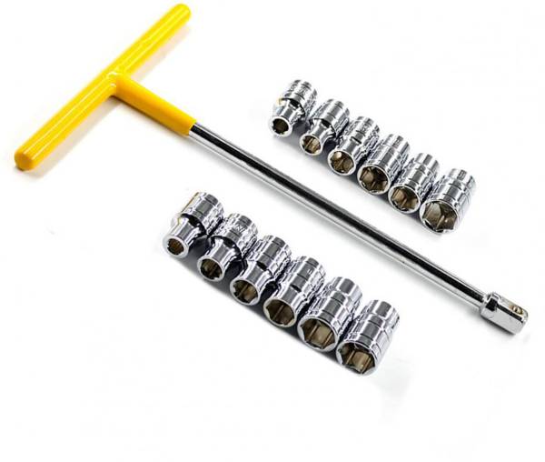 Hillgrove HGCM532M2 13Pcs Hex T-Handle Spanner Wrench Set for Automobiles/Bike/Car Repair Socket Set