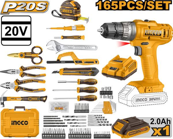 INGCO 165 Pcs Tools set Power & Hand Tool Kit