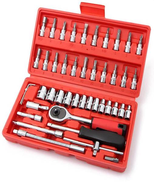 QXORE 46 in 1 Pcs Tool Kit & Screwdriver and Socket Set Multi Purpose Tool Case Combination Screwdriver Set