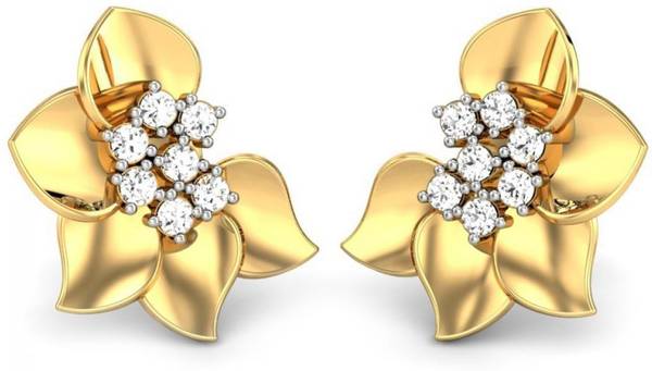 Candere by Kalyan Jewellers Cubic Zirconia Collection Yellow Gold 22kt Cubic Zirconia Stud Earring