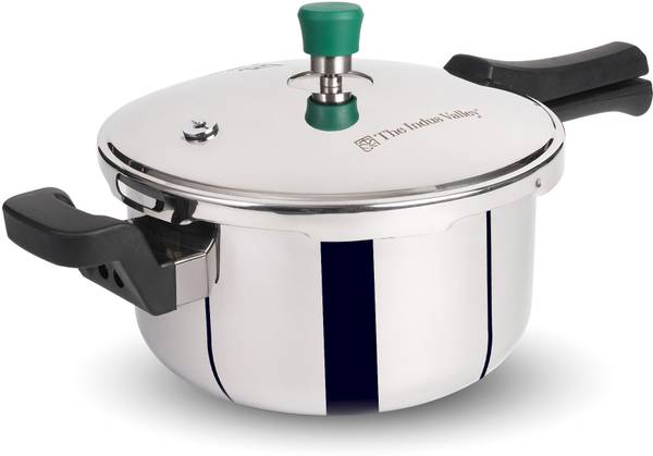 The Indus Valley Triply Stainless Steel Outer Lid Pressure Pan | ISI Certified, 3-Layer Body 5 L Outer Lid Induction Bottom Pressure Pan