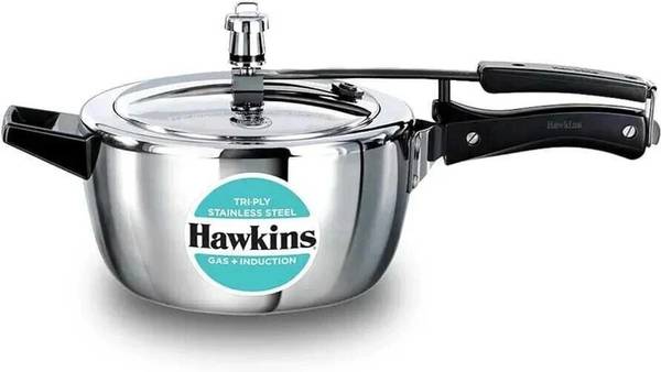 Hawkins 3.5 Litre Triply Stainless Steel Pressure Cooker, Inner Lid Cooker 3.5 L Inner Lid Induction Bottom Pressure Cooker & Pressure Pan