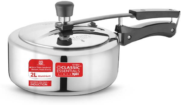 Classic Essentials Alluminium Pressure Cooker | ISI Certified Inner Lid Pressure Cooker 2 L Inner Lid Pressure Cooker
