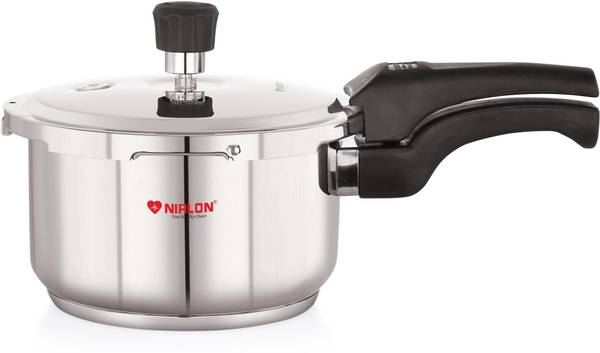 NIRLON Flat LID Stainless Steel 2Ltr Outer Lid Pressure Cooker | Triply Sandwich Bottom 2 L Outer Lid Induction Bottom Pressure Cooker