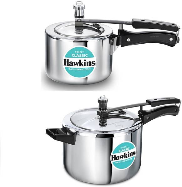Hawkins Pressure Cooker SS Triply Classic 2L(SSTCL20), 5L(SSTCL50) 2 L, 5 L Inner Lid Induction Bottom Pressure Cooker