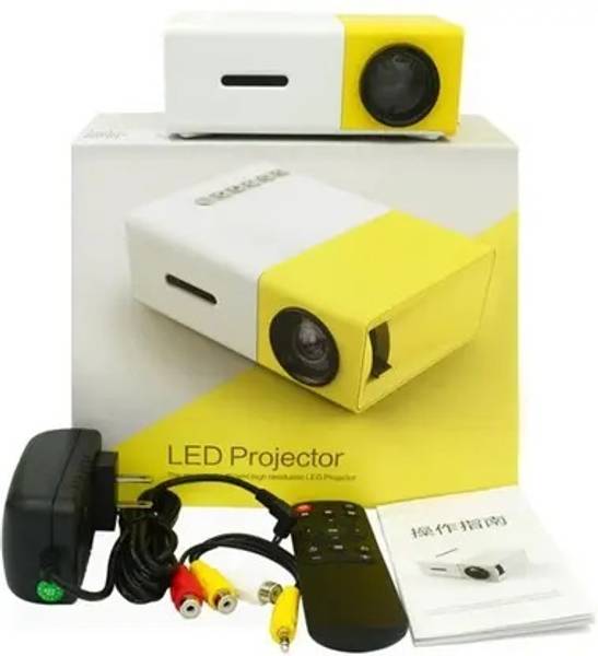 CABRRR YG-300 Portable Mini Projector  4K Support, 720P Output, USB, Remote (Yellow) Projector Mobile Mod