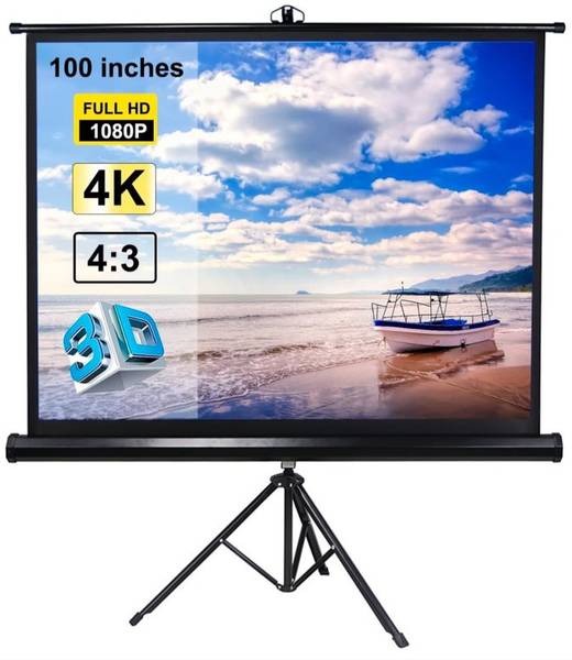 Miqra Tripod Stand Projector Screen (6 Ft.(W) x 8 Ft.(H)-120") Diagonal in 4:3 Ratio Projector Screen (Width 229 cm x 172 cm Height)