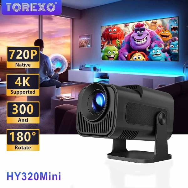 Torexo HY320 Mini 4k Support Android 11 Smart LED Projector with 720p