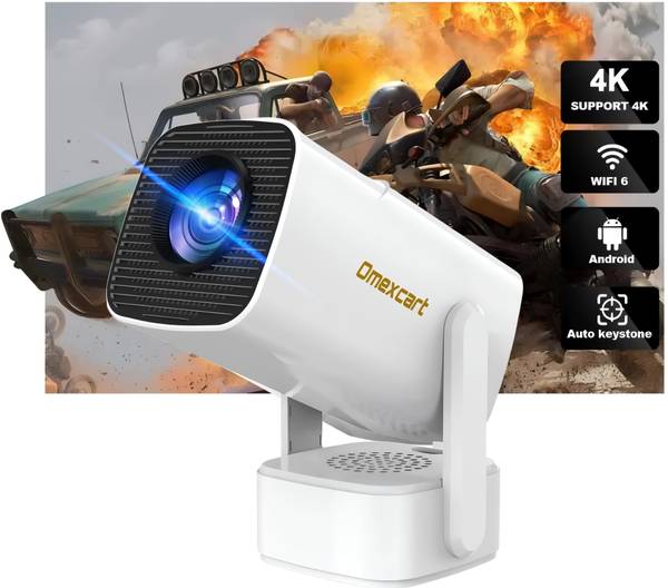 Omexcart Android Dolby Audio Dual Wifi 5G BT5.0 4D Keystone E-Focus 7500LM ( 400 ANSI) (7500 lm / 1 Speaker / Wireless / Remote Controller) Portable P...