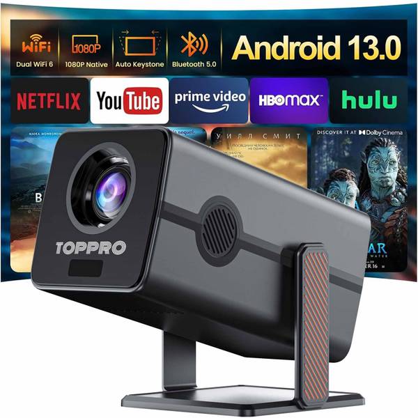 TOPPRO HM103 | Android 13 | Full HD | 2GB/16GB | WiFi6/BT5 | 270 Rotation | Auto Focus (6000 lm / 1 Speaker / Wireless / Remote Controller) Portable P...
