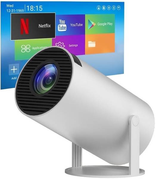 Prizmos New HY300 4K Android 11 Mini Projector HD 1GB RAM 8GB ROM WiFi Bluetooth (5000 lm / 1 Speaker / Wireless / Remote Controller) Portable Project...