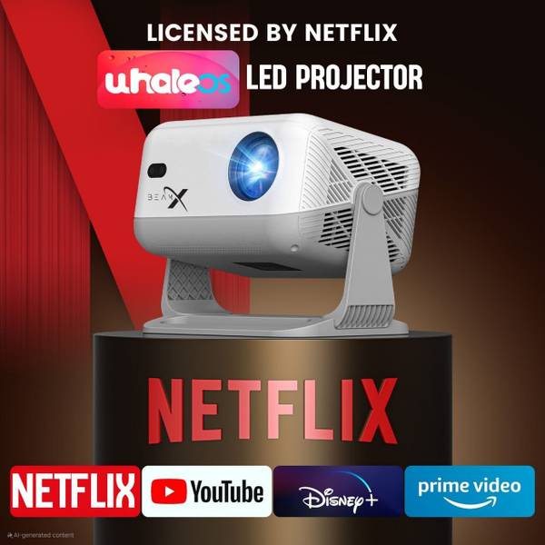 BeamX Shark Netflix Certified WhaleOS Build-In ChatGPT Android 13 4k HDR Dolby Support (16000 lm / 1 Speaker / Wireless / Remote Controller) Portable ...