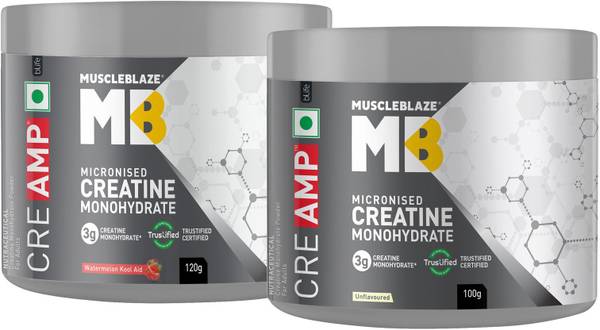 MUSCLEBLAZE Micronised Creatine Monohydrate CreAMP Powder, Trustified Certified Creatine Creatine