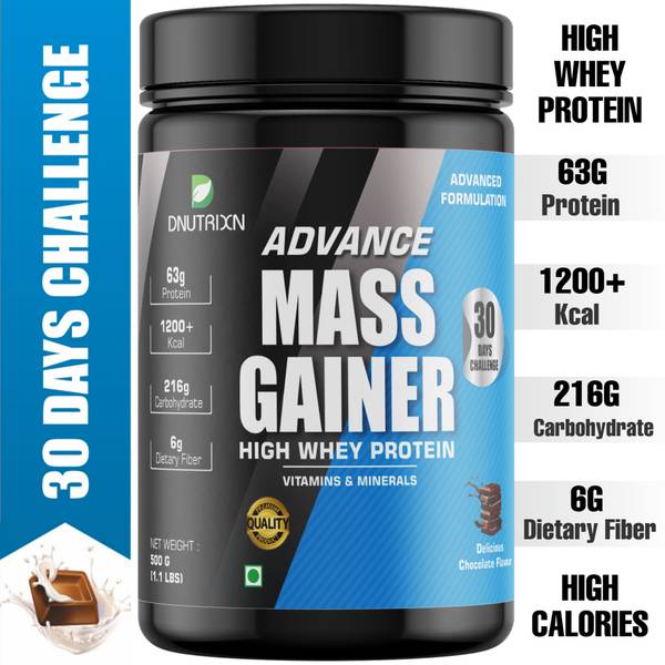 DNUTRIXN Advance High Protein Mass Gainer |High Whey Protein 63G |High Calories 1200+Kcal Weight Gainers/Mass Gainers