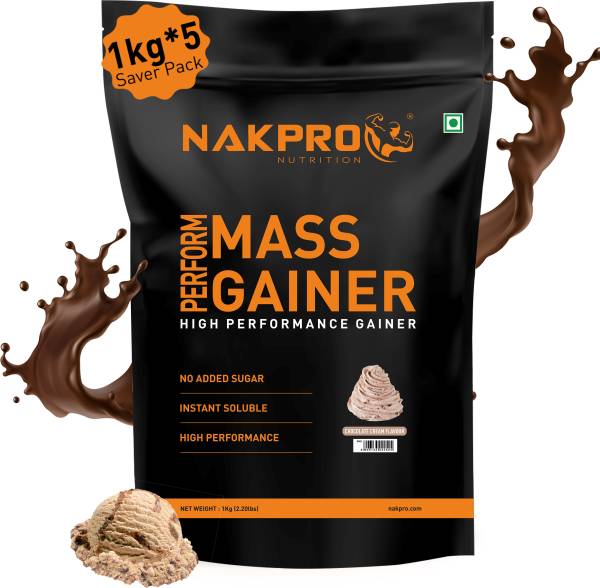 Nakpro Perform MassGainer HighProtein&High Calorie ProteinPowder1kg*5(5KgCream Chocolate) Weight Gainers/Mass Gainers