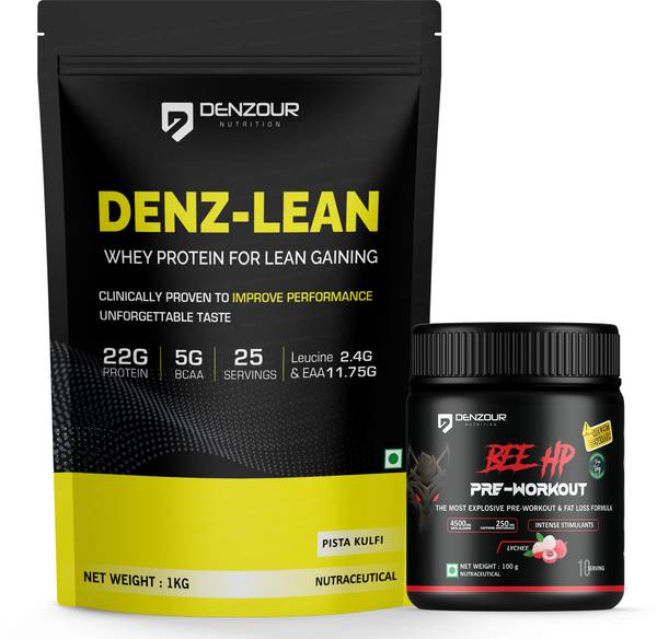 DENZOUR NUTRITION Bee-Hp Pre-Workout with Denz Lean Whey Protein, Most Explosive Muscle Pump Pre Workout