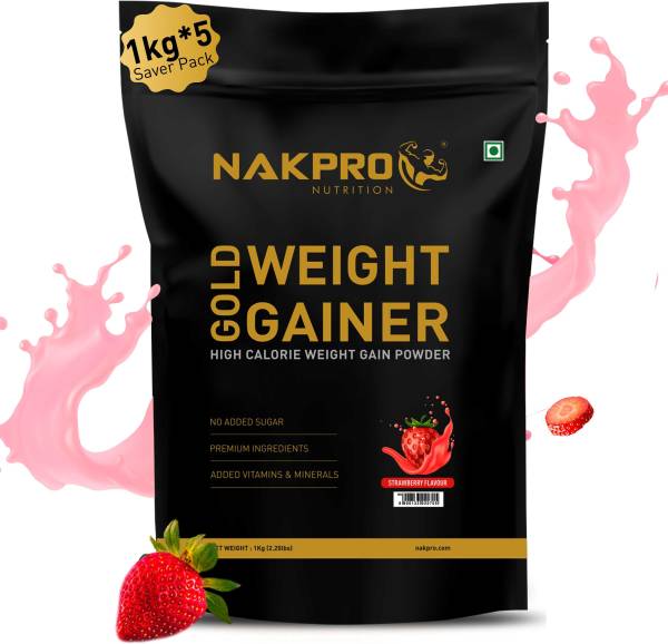 Nakpro High Protein & High Calorie Weight Gainer Protein Powder (1kg*5 Pouches) Weight Gainers/Mass Gainers