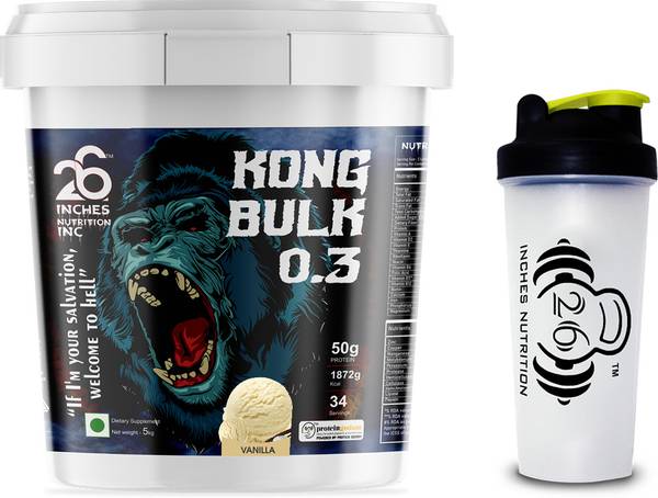 26INCHES NUTRITIONS INC Kong Bulk 0.3 | Weight Gainer | Mass Gainer | Muscle Gainer | Protein Powder Weight Gainers/Mass Gainers