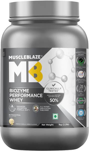 MUSCLEBLAZE Biozyme Performance, Informed Choice UK & Labdoor USA Certified Whey Protein