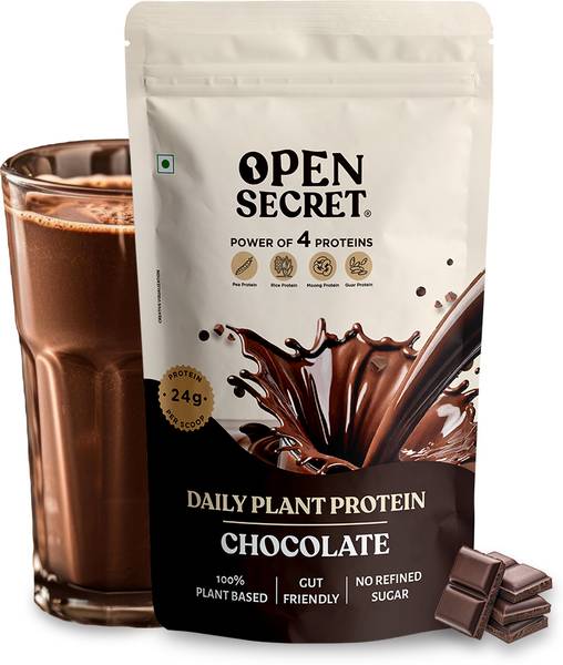 OPEN SECRET Plant Protein Powder | 24g Protein/serving | Vegan, No Refined Sugar - Chocolate Plant-Based Protein