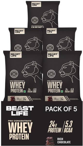 BeastLife Pro Concentrate 100% Whey Protein | 5 Sachet Travel Pack (5x35g) Whey Protein