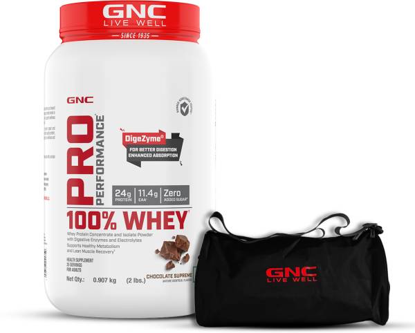 GNC Pro Performance 100% Whey Protein Powder (2lbs) & Gym Bag Whey Protein