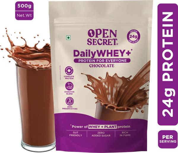 OPEN SECRET 0.5 kg India's 1st Whey+ Protein Powder - Complete Protein with Whey and Plant Protein Blends