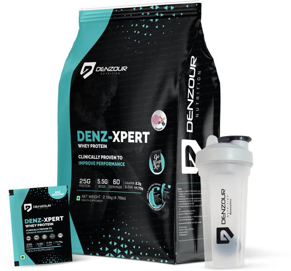DENZOUR NUTRITION Denz - Xpert Whey Protein with Shaker | Muscle Growth | 25gm Protein, 5.5g BCAA Whey Protein