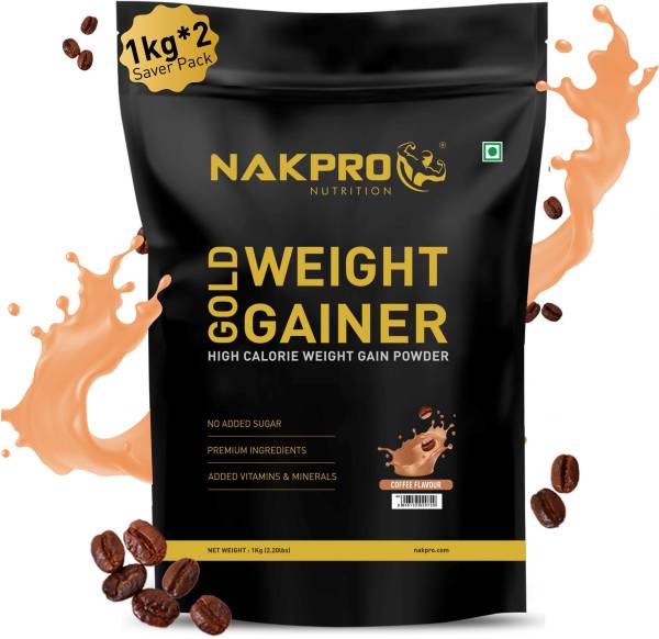 Nakpro Weight Gainer High Protein, Calorie Powder Gym Supplement-Coffee 2kg(1kg*2 Pouch) Weight Gainers/Mass Gainers