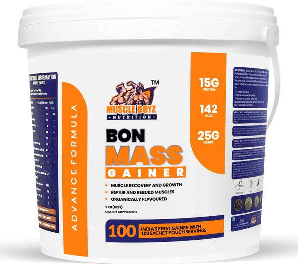 MUSCLEBOYZ NUTRITION Bon Mass Gainer High protein mass gainer 100 Sachet One Pouch 50g serving Weight Gainers/Mass Gainers