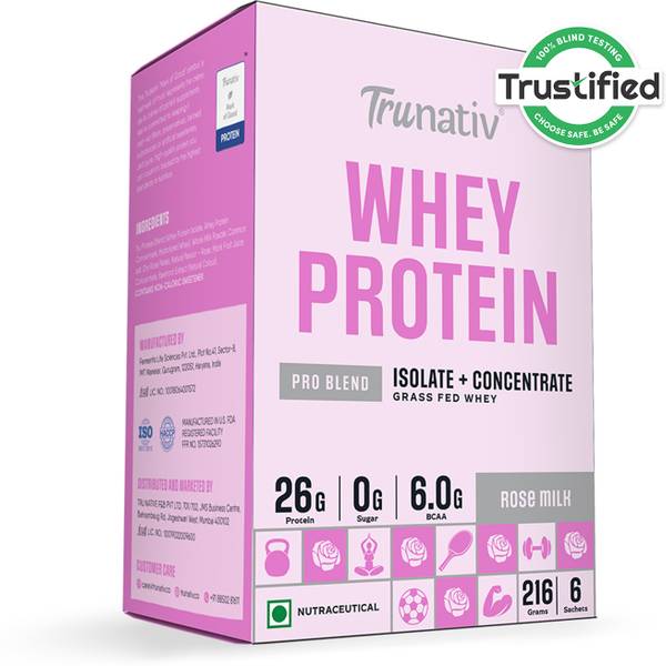 TruNativ Pro Blend Whey Protein, Grass-Fed Whey, 6g BCAA, 26g Protein , No Sugar, Whey Protein