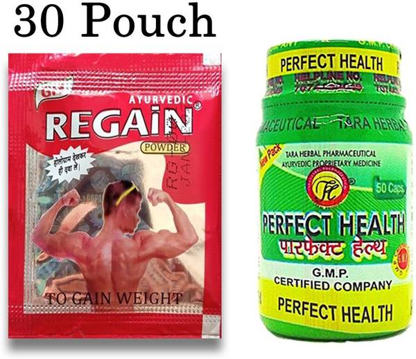 Eazybits Best Weight Gainer Combo Perfect Health Capsule & Regain ayurvedic (30 sachets ) Weight Gainers/Mass Gainers