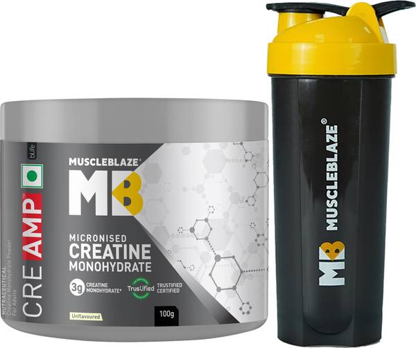 MUSCLEBLAZE Creatine Monohydrate CreAMP with CreAbsorb , Trustified Certified with Shaker Creatine