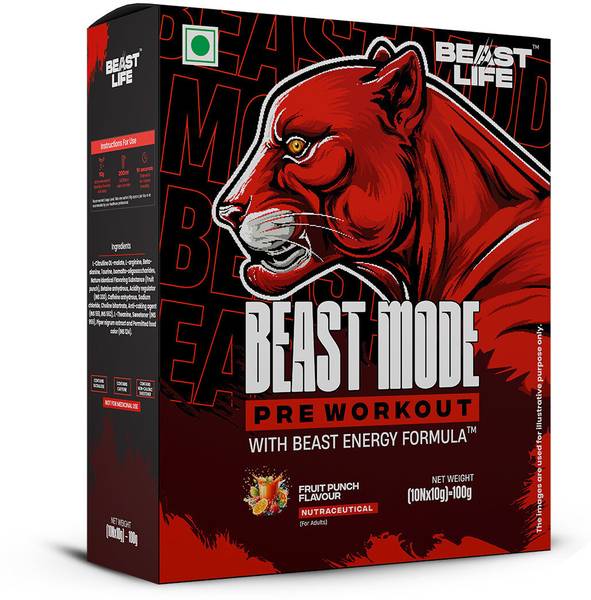 BeastLife Preworkout | For Pump, Focus, Energy, Strength & Endurance | 10 Sachets (10X10g) Pre Workout