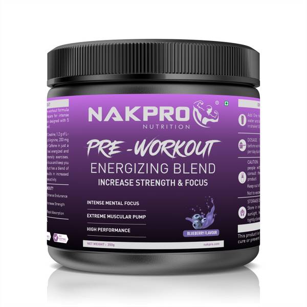 Nakpro Pre Workout Powder Jar, 100mg Caffeine, 1.2g Creatine & Citrulline for Energy Pre Workout
