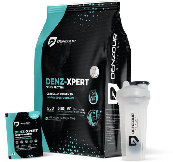 DENZOUR NUTRITION Denz - Xpert Whey Protein with Shaker | Muscle Growth | 25gm Protein, 5.5g BCAA Whey Protein