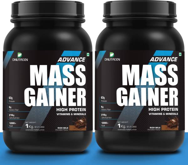 DNUTRIXN Advance High Protein Mass Gainer |Protein 63G, Calories 1200+Kcal |Multivitamin+ Weight Gainers/Mass Gainers