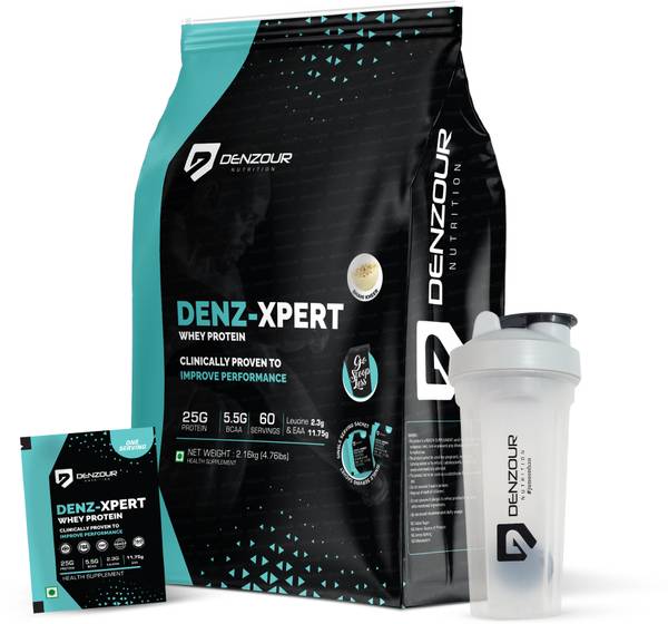 DENZOUR NUTRITION Denz - Xpert Whey Protein with Shaker | Muscle Growth | 25gm Protein, 5.5g BCAA Whey Protein