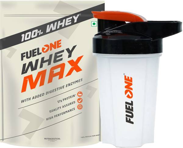 FUELONE Whey Protein Max Pouch Pack, 27 g Protein with Shaker, Black Whey Protein