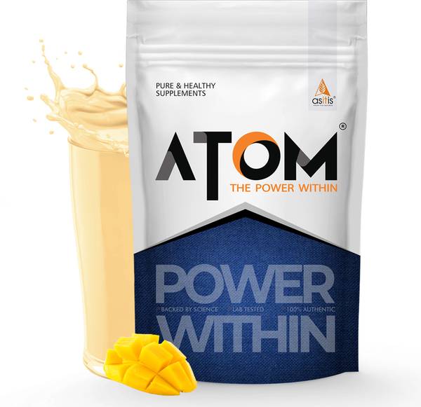 AS-IT-IS Nutrition ATOM PWR Whey Protein with Enzymes, 24g Protein, 1Kg Mango Whey Protein