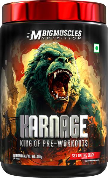 BIGMUSCLES NUTRITION Karnage Preworkout | For Pump, Focus, Energy, Strength & Endurance | 60 Servings Pre Workout
