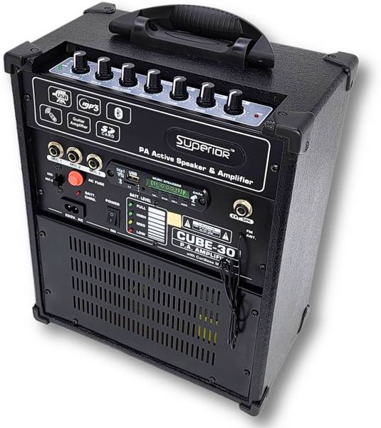 Superior C-30 Professional Guitar Amplifier, Portable Cube Amplifier with UHF Cordless Mic ,Karaoke,40 Watts RMS,Bluetooth Indoor, Outdoor PA System