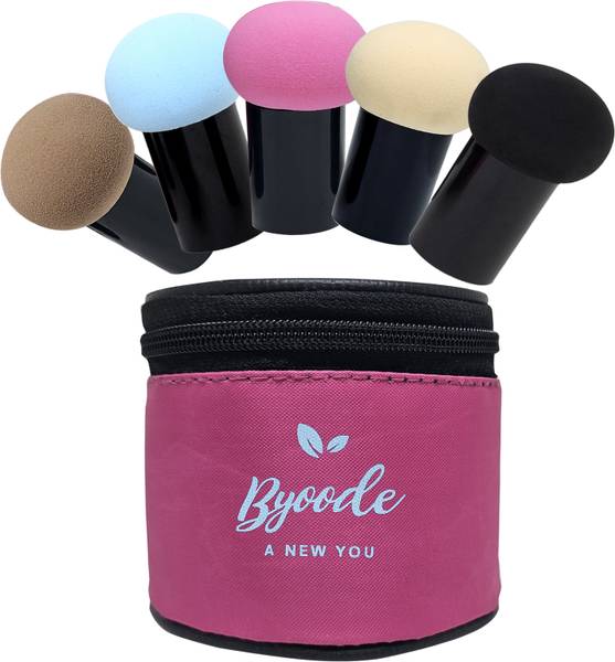 Byoode Mushroom Shape 5 Piece Beauty Blender , Sponge Puff With Small makeup bag