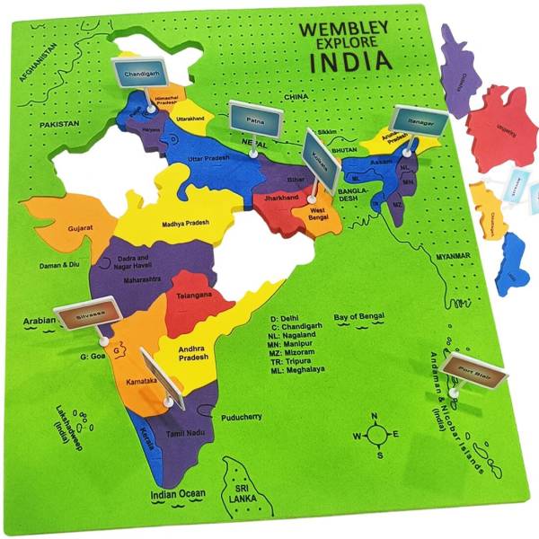 Wembley Explore India Puzzle Map of India Mapology Jigsaw Puzzles with Flags for Kids