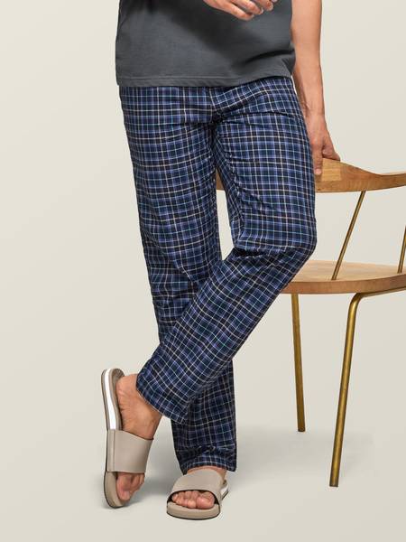 XYXX Iconique Intellicraft Supima Cotton Solid Checkered Men Dark Blue Track Pants