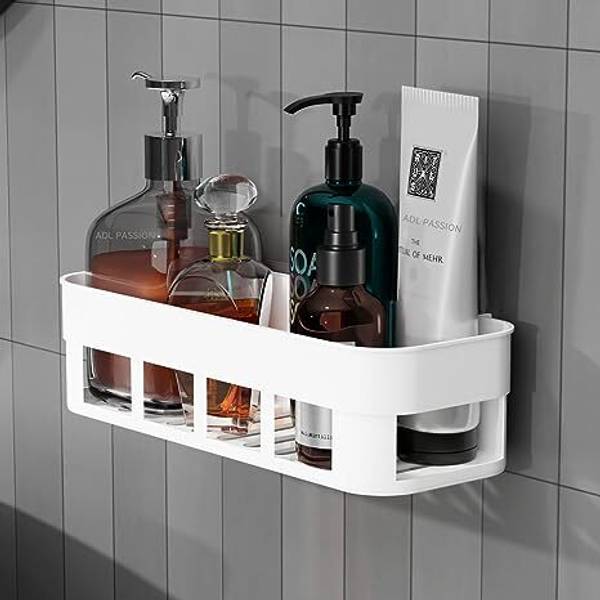 Xena 1 Pcs Bathroom Storage Rack Shelf With Self Adhesive Sticker Plastic Wall Shelf